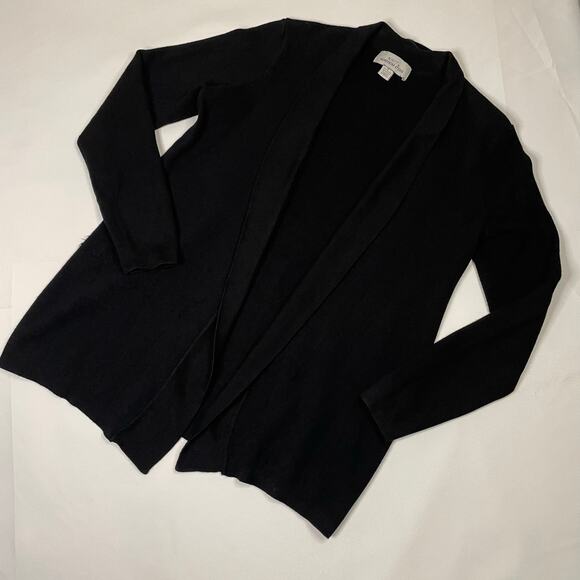Knit by Hampshire Studio Black Cardigan Sweater Open Front Long Sleeve Sz Small - Picture 3 of 7